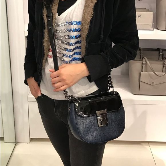 NWT MICHAEL KORS CECELIA LEATHER SADDLE CROSSBODY BAG - Picture 3 of 4